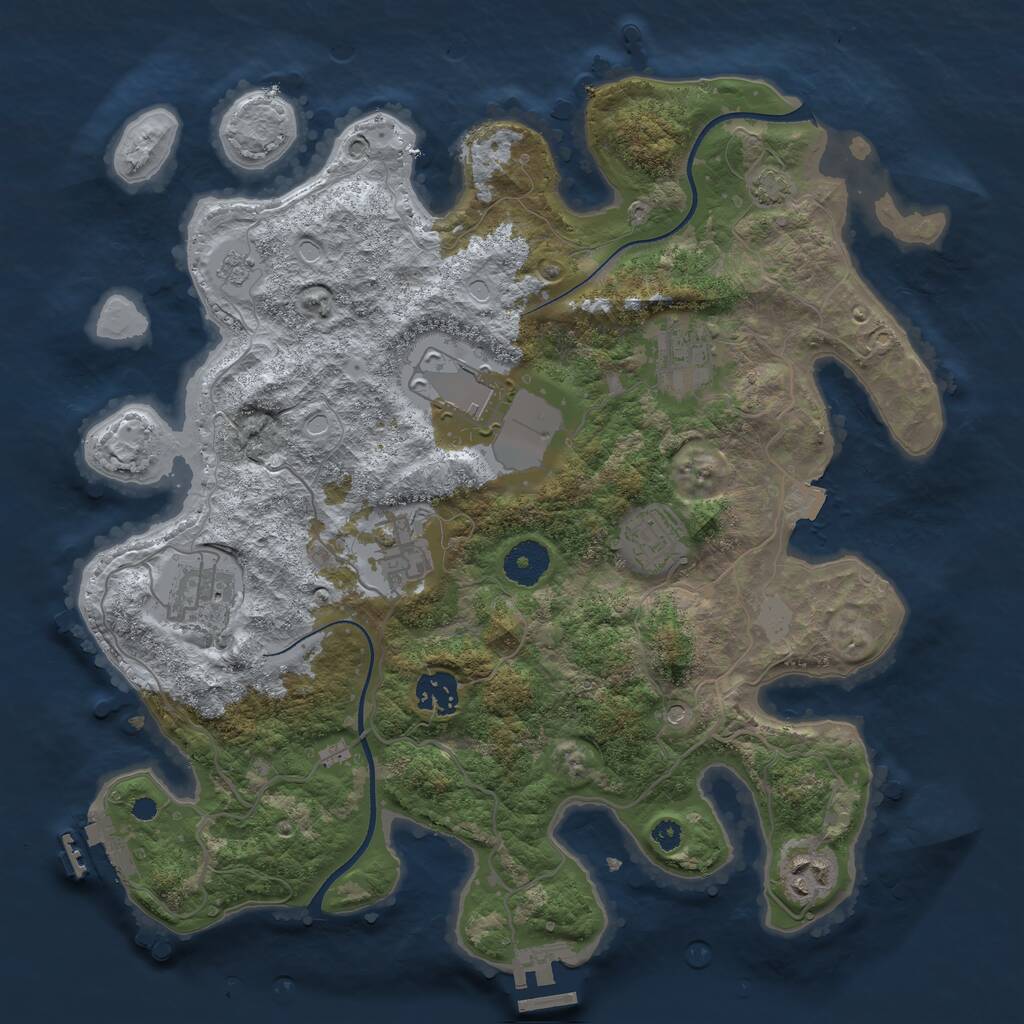 Rust Map: Procedural Map, Size: 3500, Seed: 673251, 13 Monuments