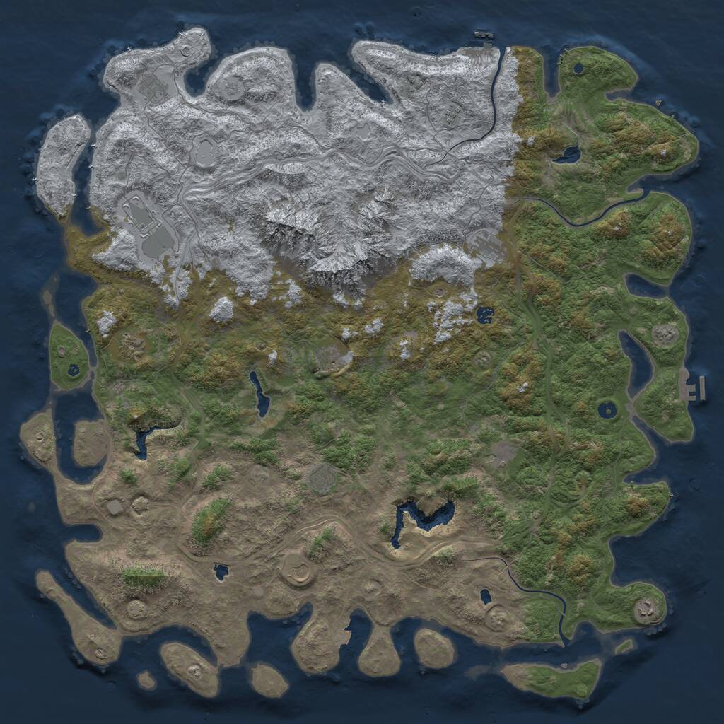 Rust Map: Procedural Map, Size: 6000, Seed: 935608939, 17 Monuments