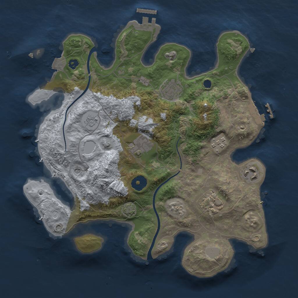 Rust Map: Procedural Map, Size: 3000, Seed: 1097084770, 11 Monuments