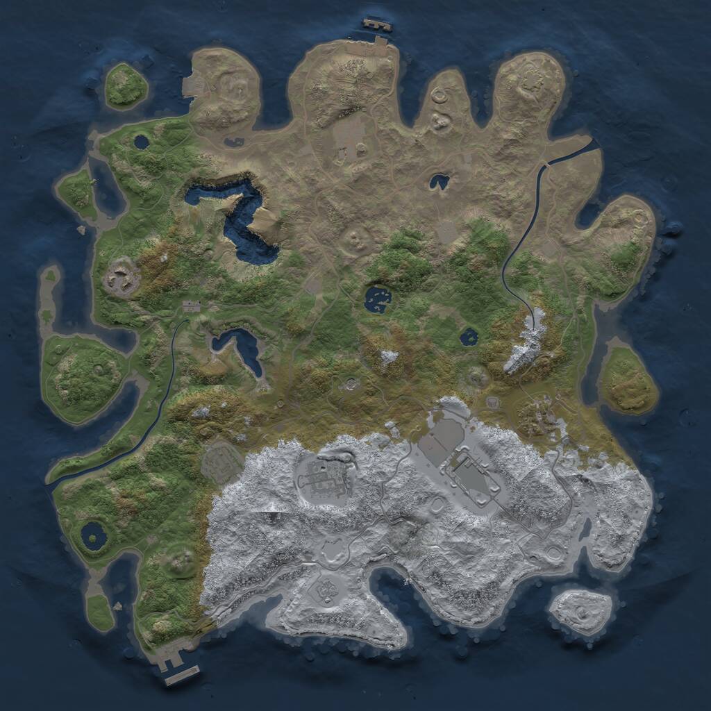 Rust Map: Procedural Map, Size: 4000, Seed: 629733938, 13 Monuments