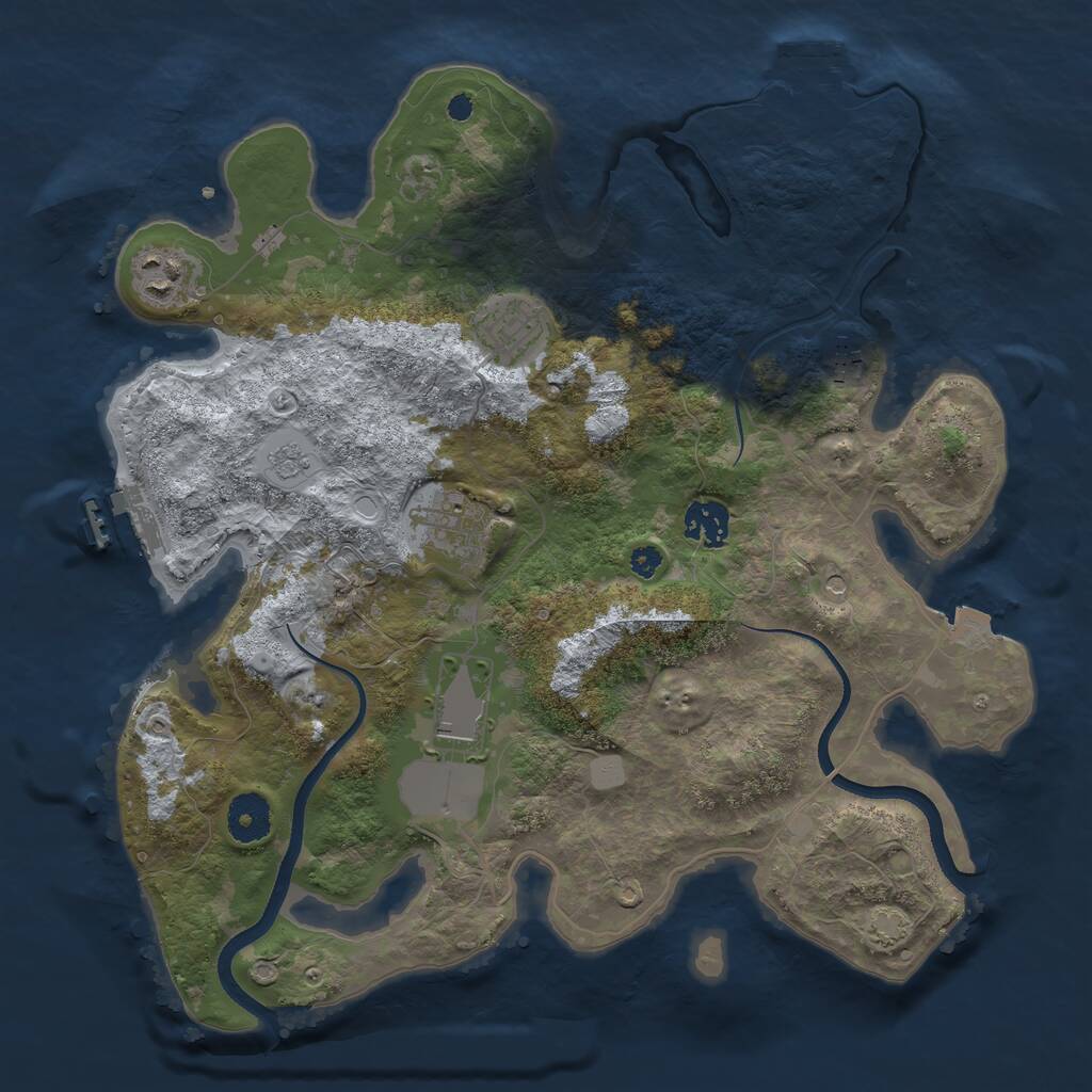 Rust Map: Procedural Map, Size: 3500, Seed: 432122, 12 Monuments