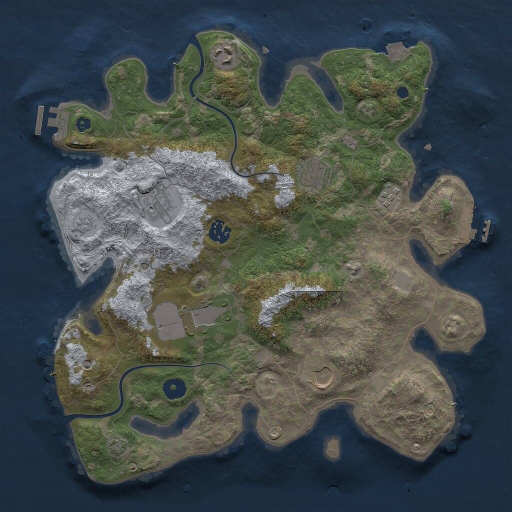 Rust Map: Procedural Map, Size: 3500, Seed: 432122, 13 Monuments