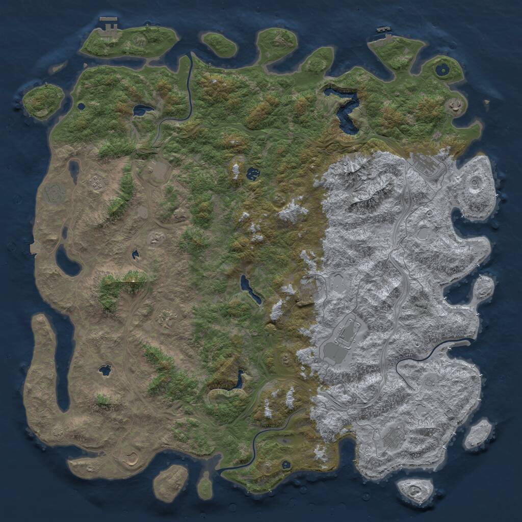 Rust Map: Procedural Map, Size: 6000, Seed: 2591437, 17 Monuments