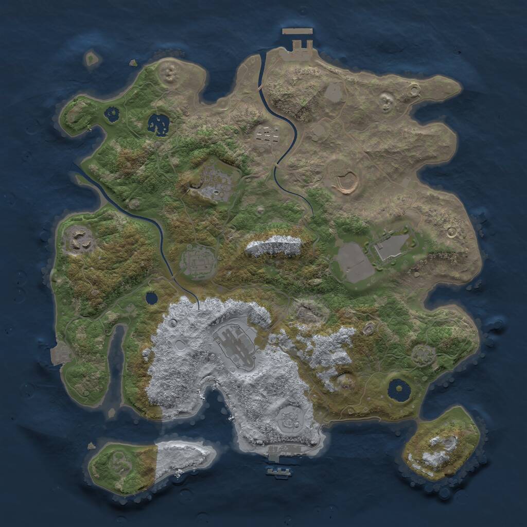 Rust Map: Procedural Map, Size: 3500, Seed: 574399337, 13 Monuments