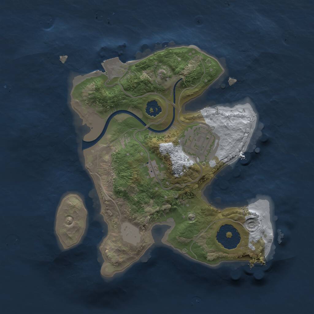 Rust Map: Procedural Map, Size: 2000, Seed: 45544, 2 Monuments