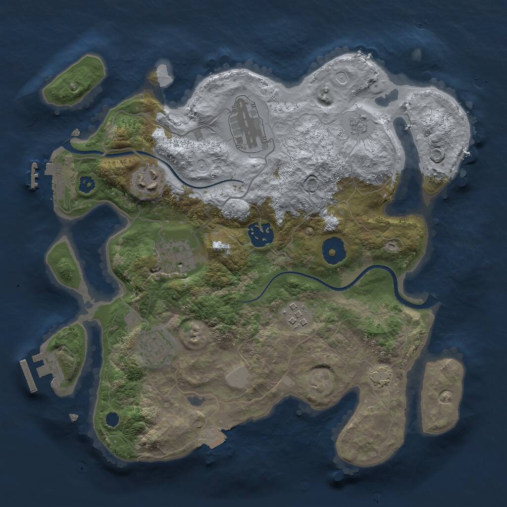 Rust Map: Procedural Map, Size: 3000, Seed: 842963061, 11 Monuments