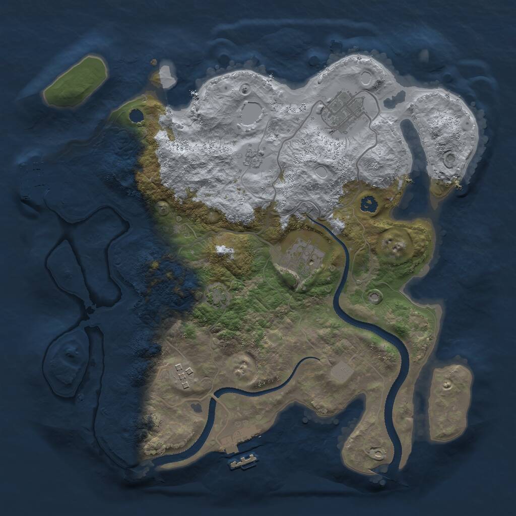 Rust Map: Procedural Map, Size: 3000, Seed: 842963061, 8 Monuments