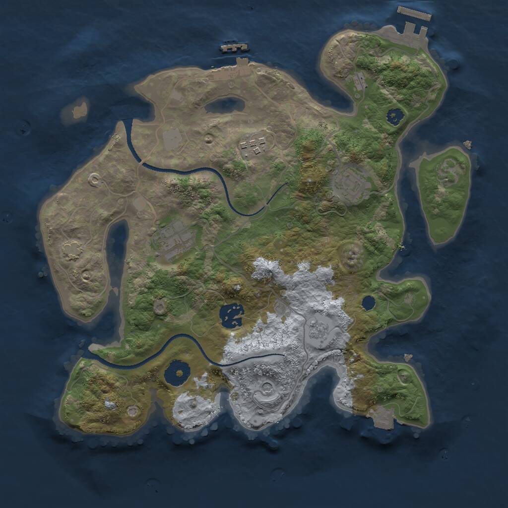 Rust Map: Procedural Map, Size: 3000, Seed: 1780966242, 10 Monuments