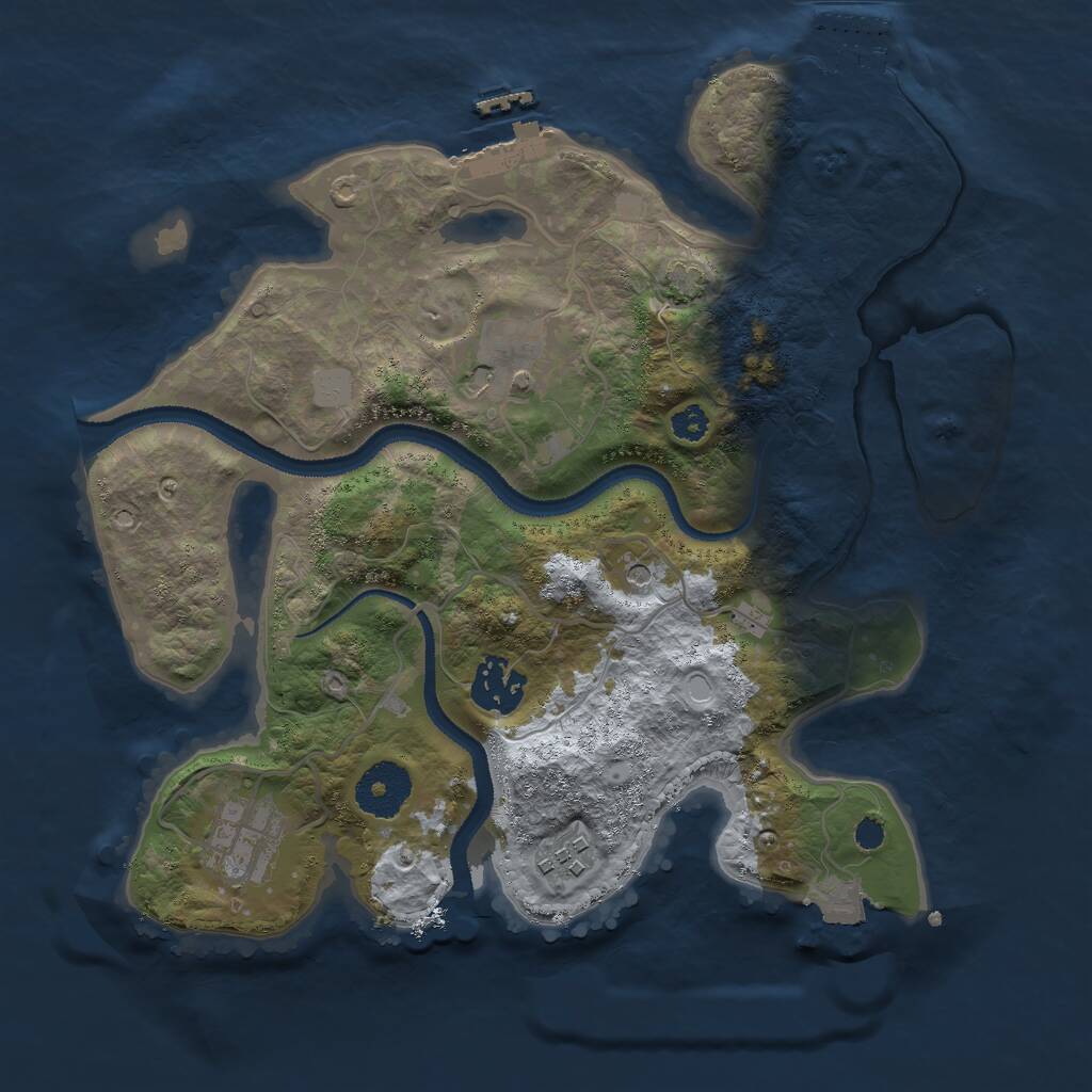 Rust Map: Procedural Map, Size: 3000, Seed: 1780966242, 9 Monuments