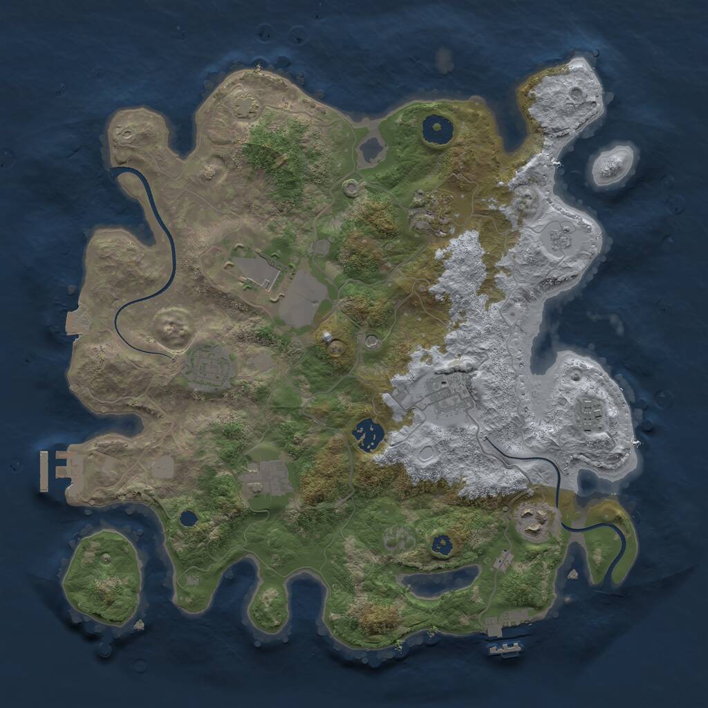 Rust Map: Procedural Map, Size: 3500, Seed: 8005543, 14 Monuments