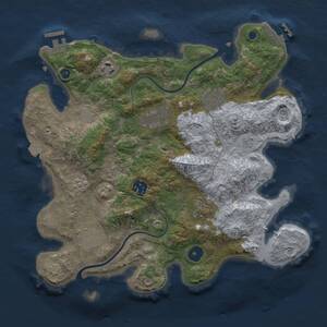 Thumbnail Rust Map: Procedural Map, Size: 3300, Seed: 1432864005, 13 Monuments