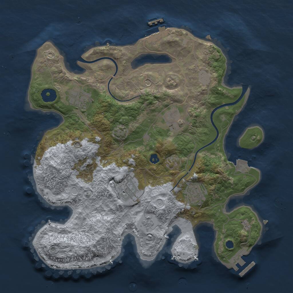 Rust Map: Procedural Map, Size: 3000, Seed: 22347, 10 Monuments