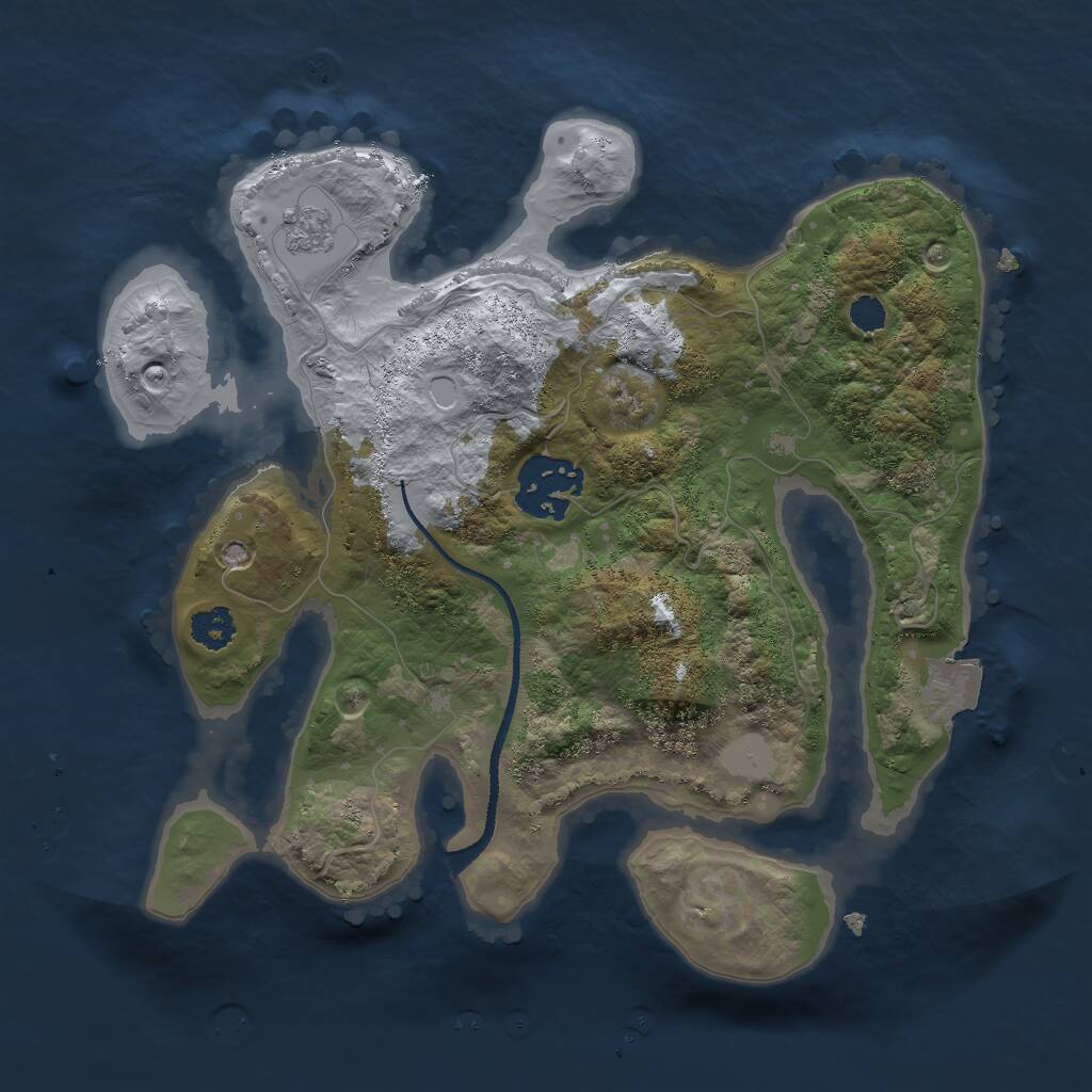 Rust Map: Procedural Map, Size: 2500, Seed: 1125497703, 3 Monuments