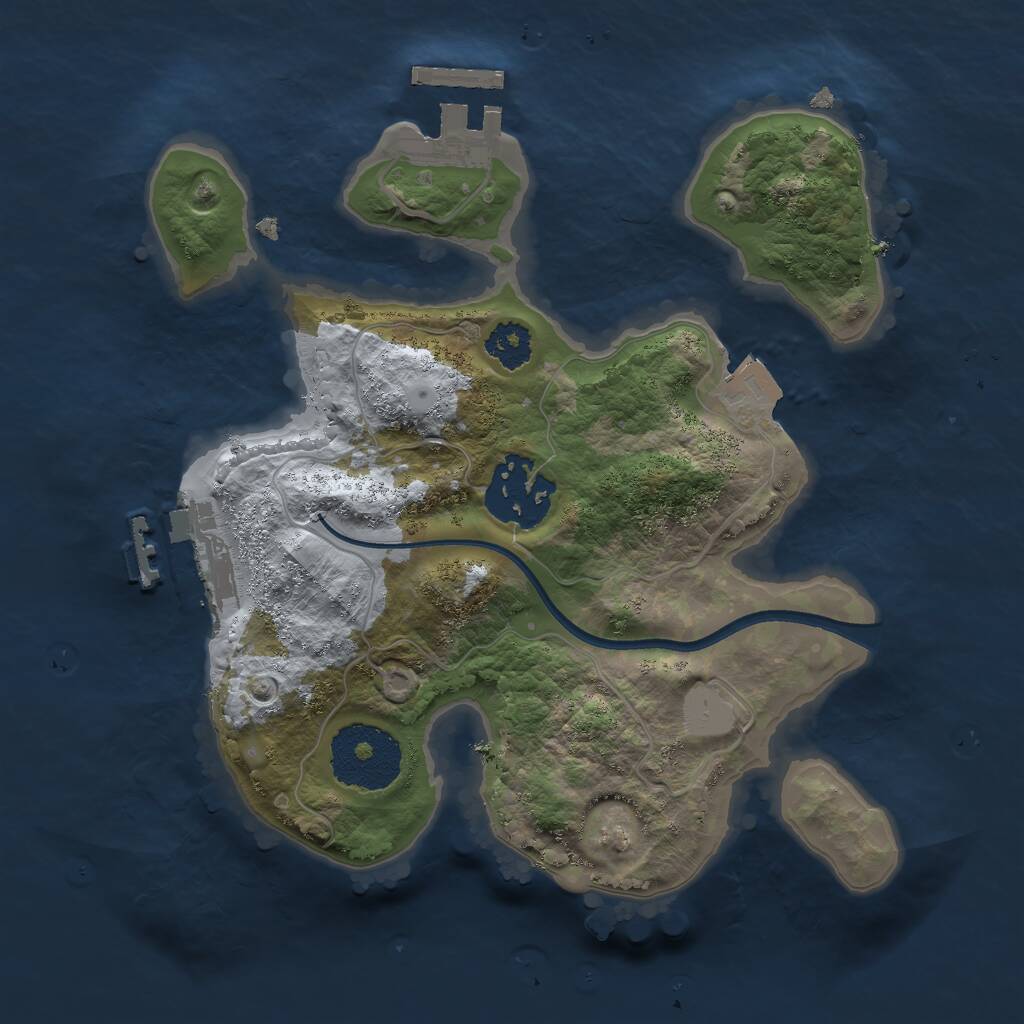 Rust Map: Procedural Map, Size: 2250, Seed: 1433120997, 4 Monuments