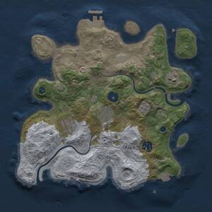 Thumbnail Rust Map: Procedural Map, Size: 3000, Seed: 1579261263, 10 Monuments