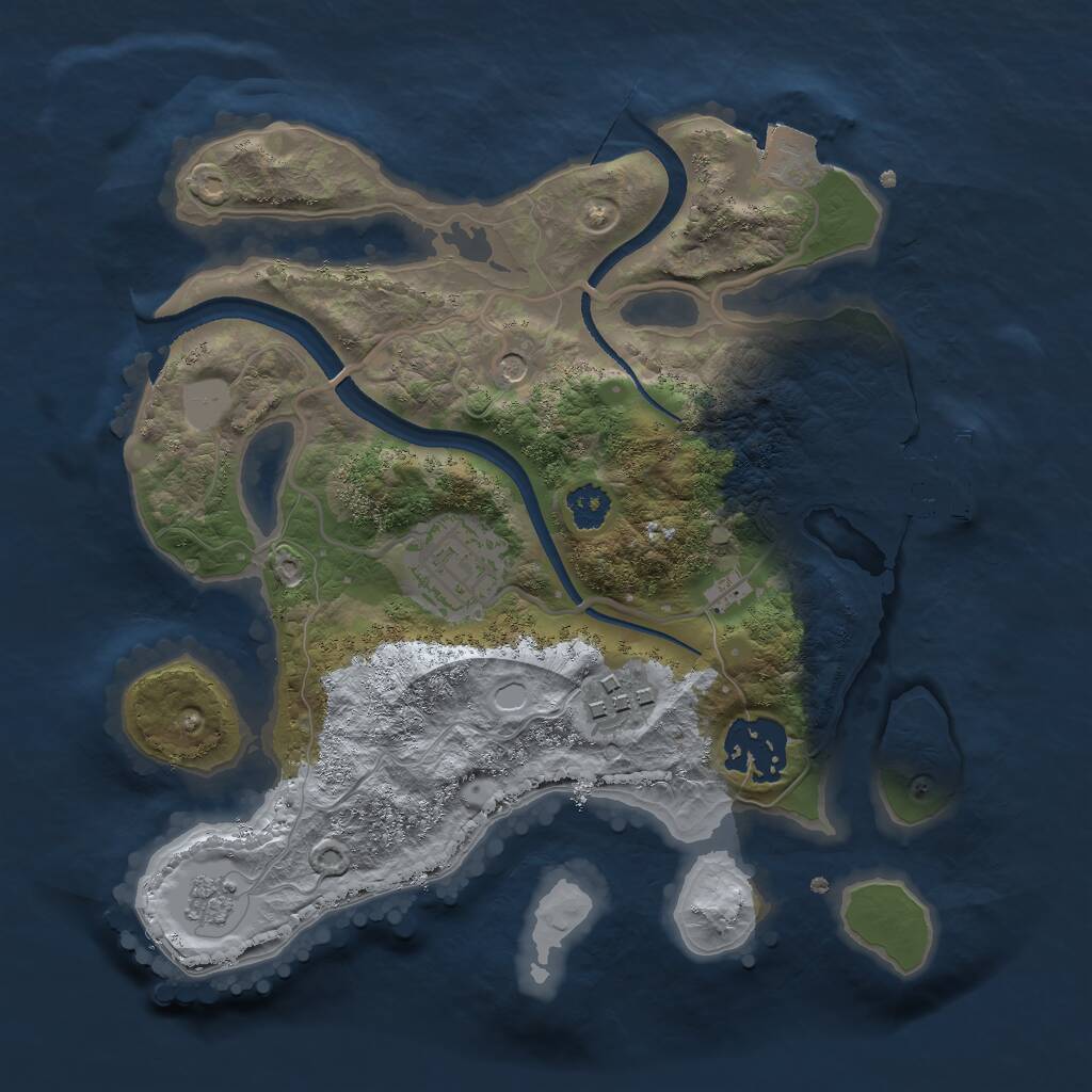 Rust Map: Procedural Map, Size: 2500, Seed: 489934295, 7 Monuments