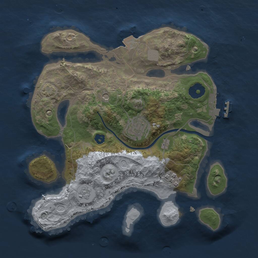 Rust Map: Procedural Map, Size: 2500, Seed: 489934295, 7 Monuments