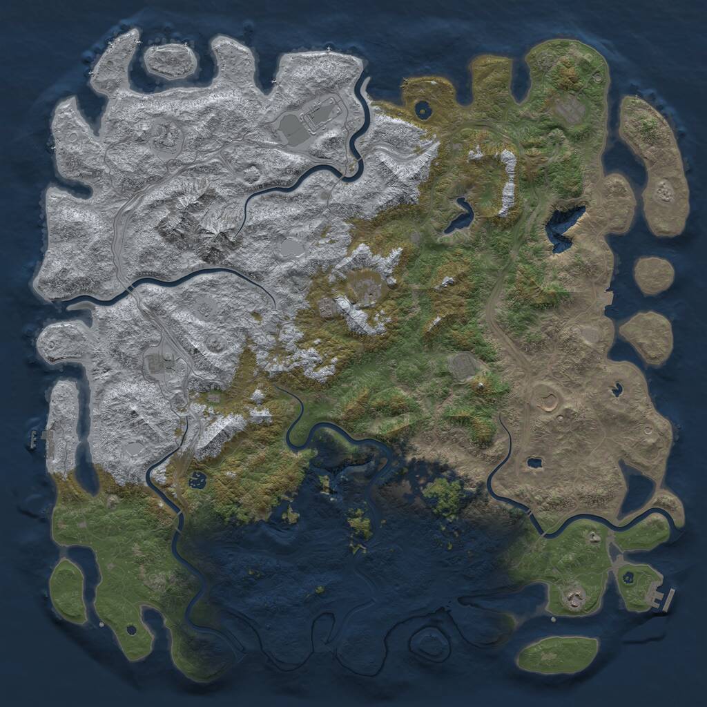 Rust Map: Procedural Map, Size: 6000, Seed: 28356, 17 Monuments