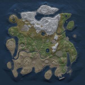 Thumbnail Rust Map: Procedural Map, Size: 3200, Seed: 124759044, 10 Monuments