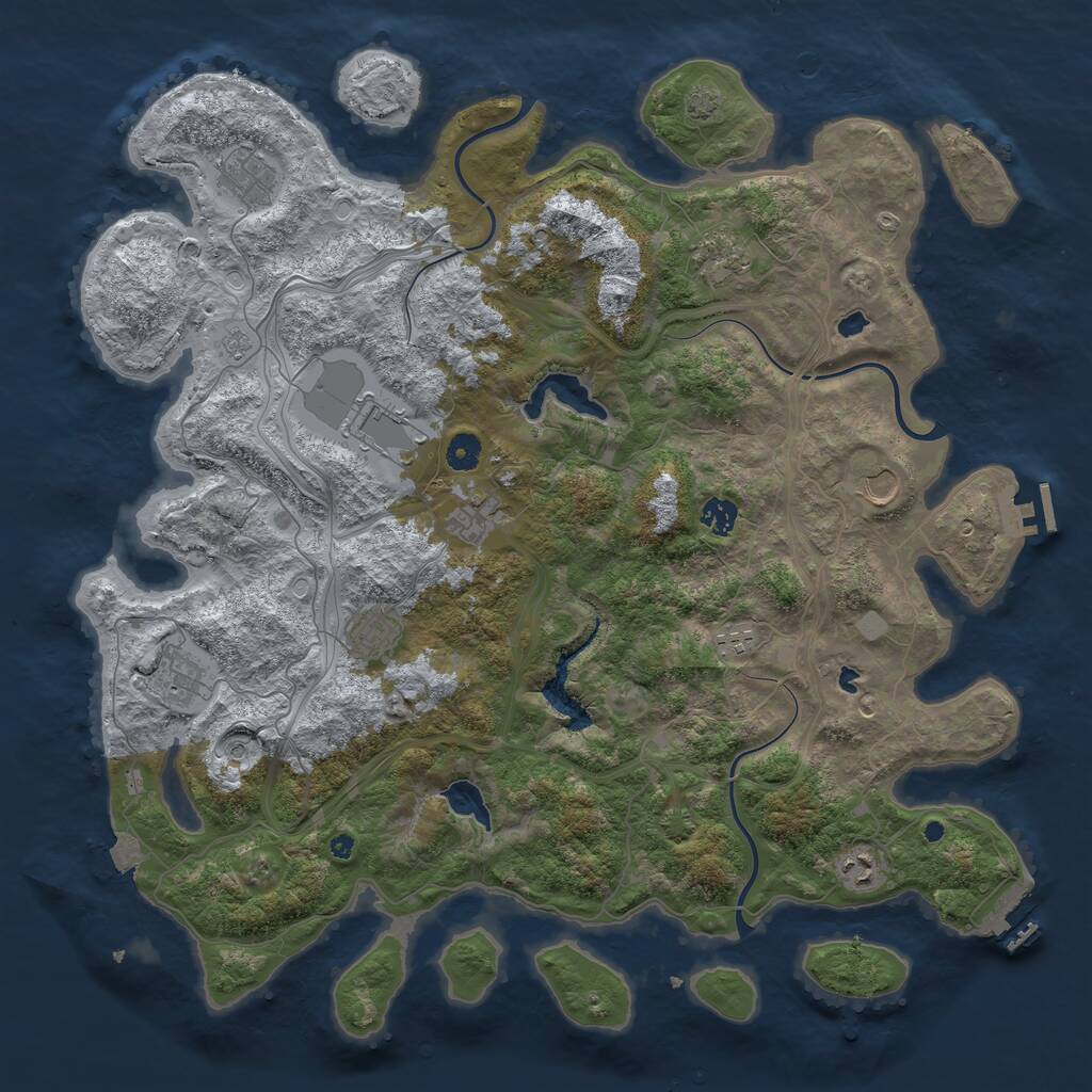 Rust Map: Procedural Map, Size: 4500, Seed: 1145147, 16 Monuments