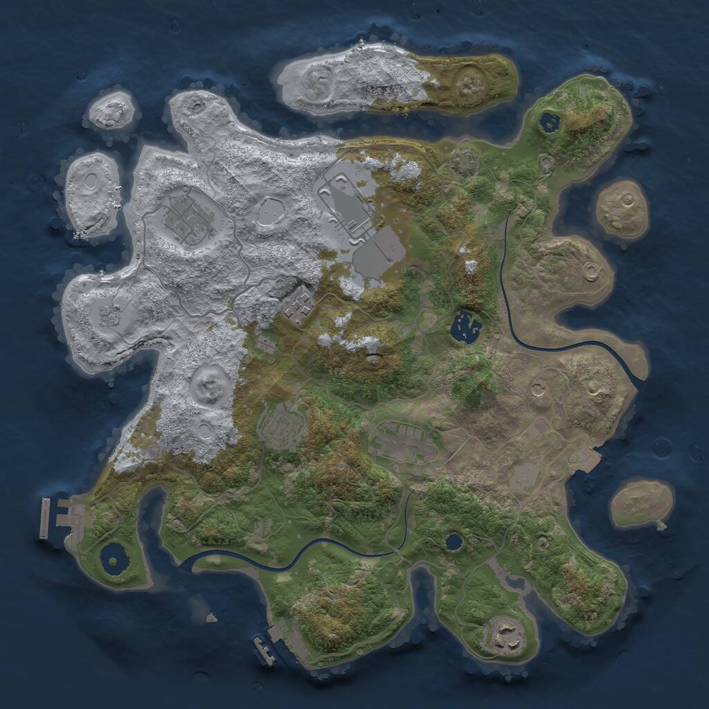 Rust Map: Procedural Map, Size: 3500, Seed: 32055, 13 Monuments