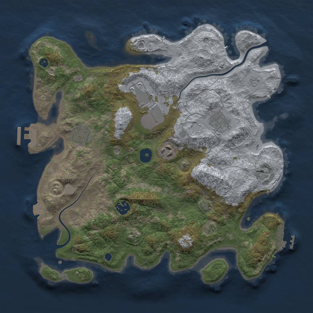 Rust Map: Procedural Map, Size: 3500, Seed: 1722971303, 11 Monuments