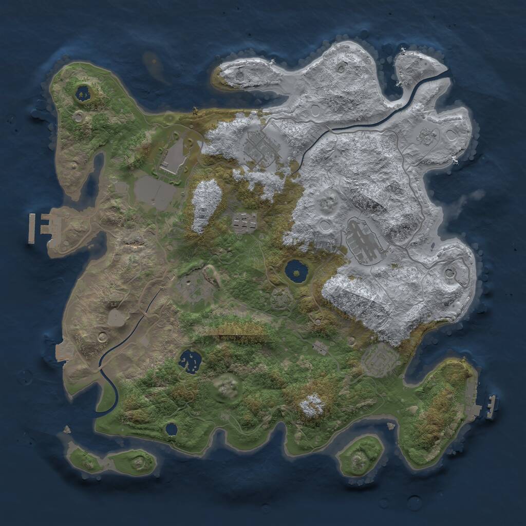 Rust Map: Procedural Map, Size: 3500, Seed: 1722971303, 13 Monuments