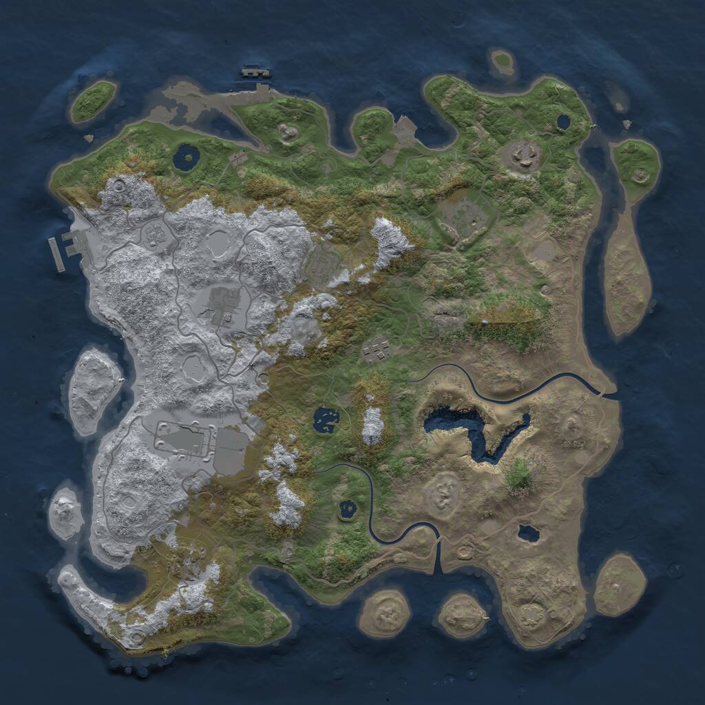 Rust Map: Procedural Map, Size: 4000, Seed: 142505, 14 Monuments