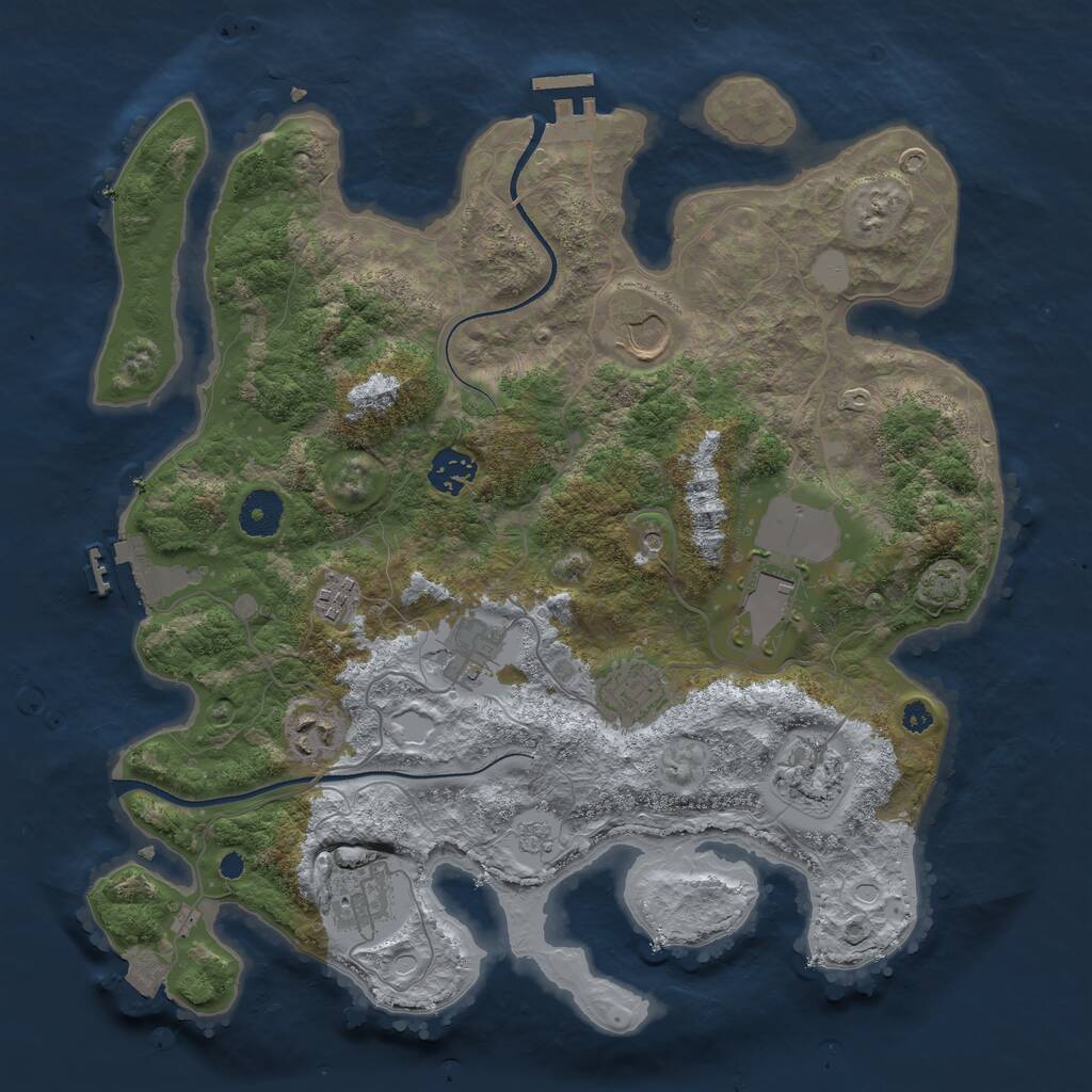 Rust Map: Procedural Map, Size: 3600, Seed: 47, 15 Monuments