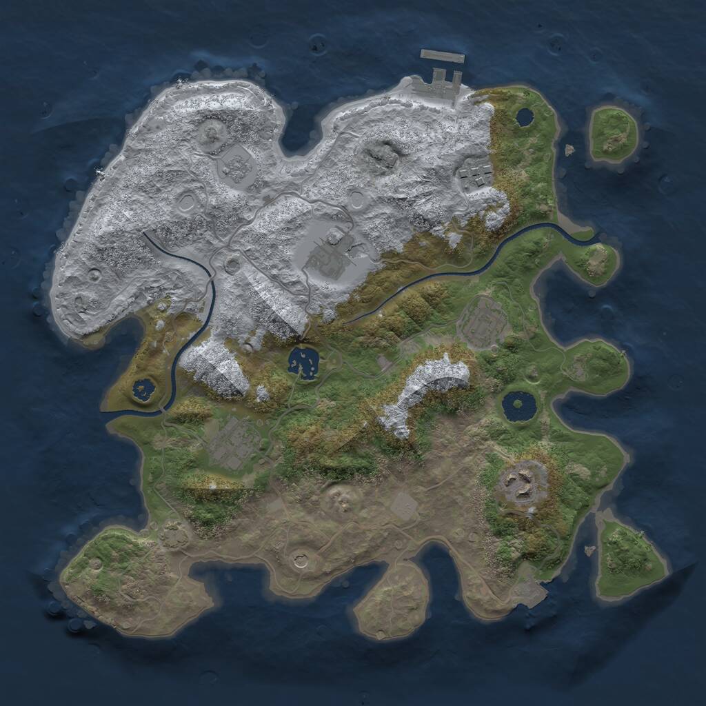 Rust Map: Procedural Map, Size: 3250, Seed: 1841872598, 11 Monuments