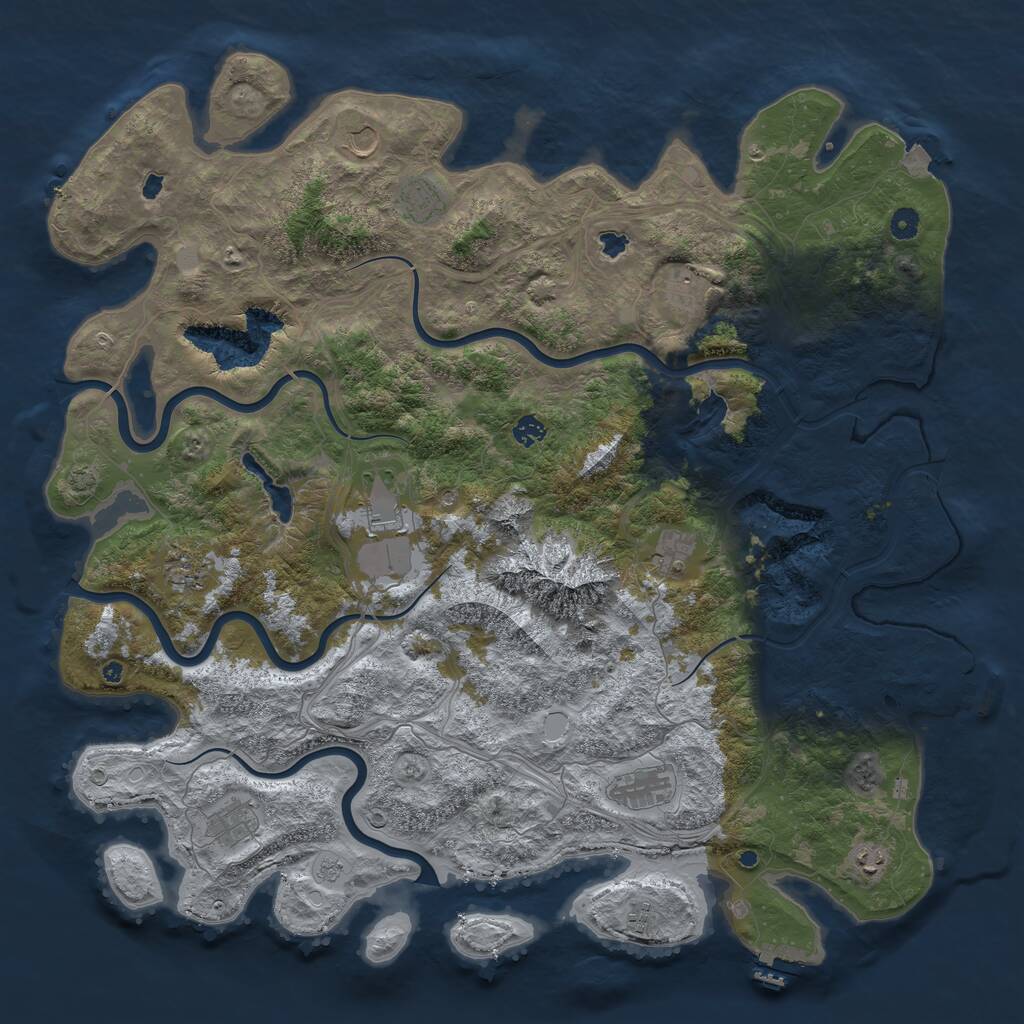 Rust Map: Procedural Map, Size: 5000, Seed: 611580145, 17 Monuments