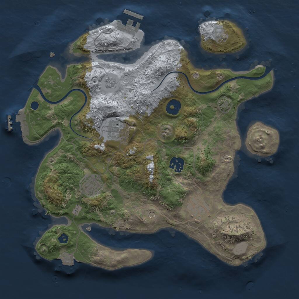 Rust Map: Procedural Map, Size: 3000, Seed: 2107237618, 10 Monuments