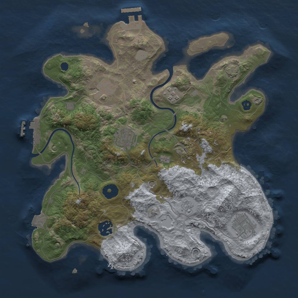 Rust Map: Procedural Map, Size: 3000, Seed: 398781, 12 Monuments