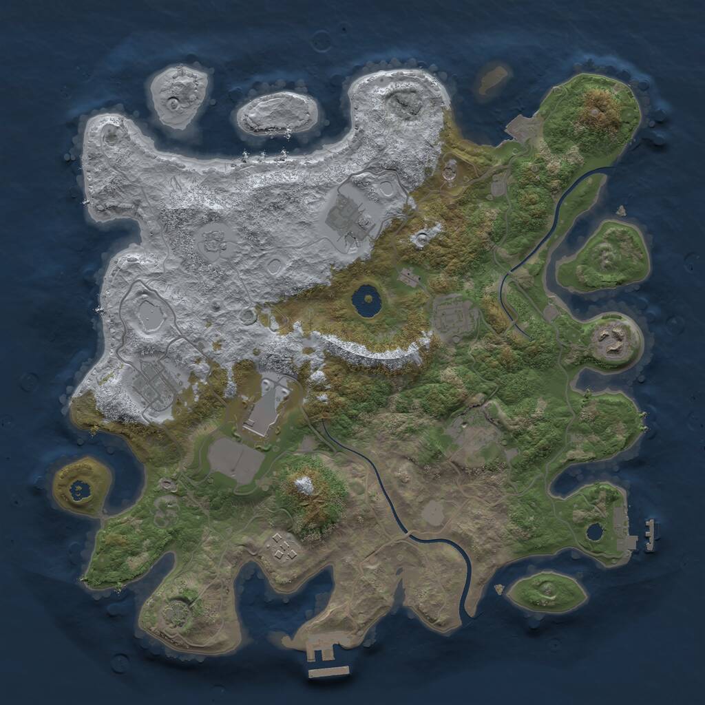 Rust Map: Procedural Map, Size: 3500, Seed: 32417, 13 Monuments