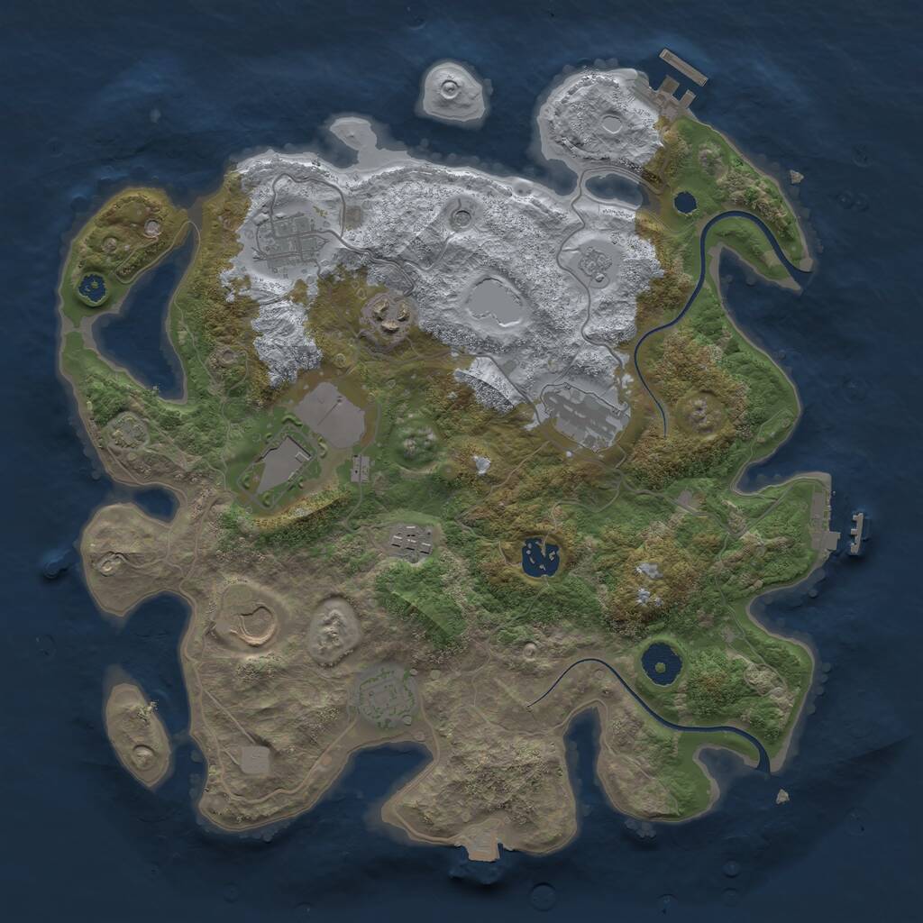 Rust Map: Procedural Map, Size: 3500, Seed: 1066135895, 14 Monuments