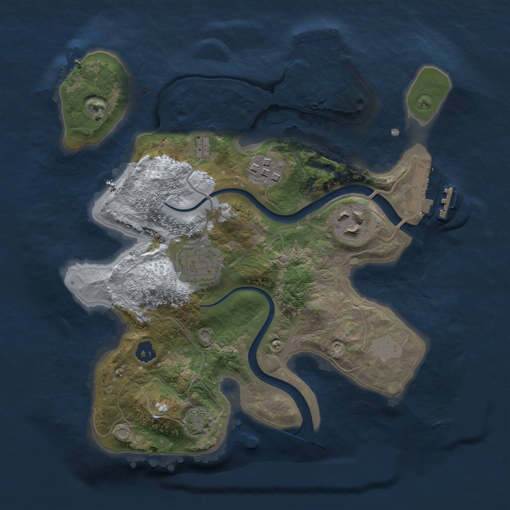 Rust Map: Procedural Map, Size: 2500, Seed: 489364, 7 Monuments