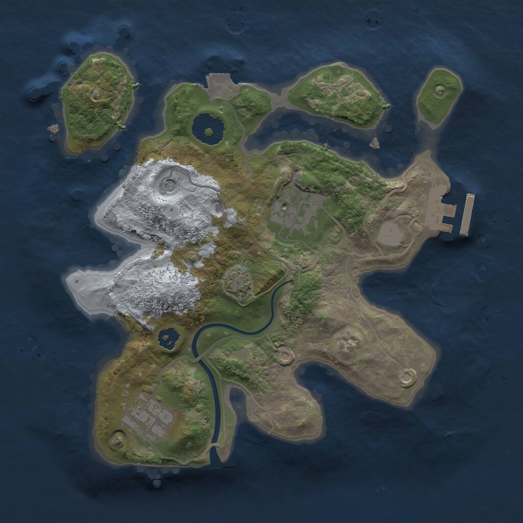 Rust Map: Procedural Map, Size: 2500, Seed: 489364, 6 Monuments