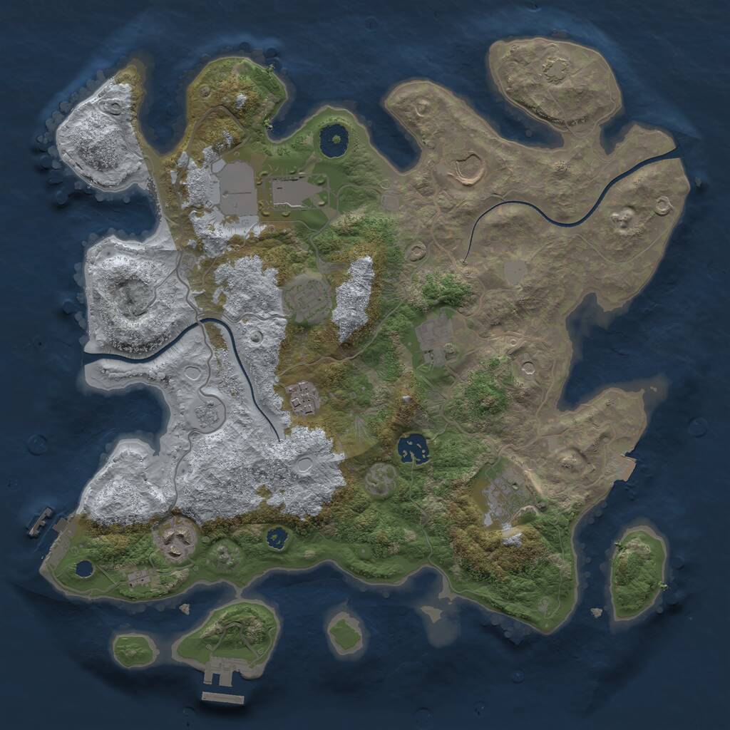 Rust Map: Procedural Map, Size: 3500, Seed: 1283888312, 14 Monuments