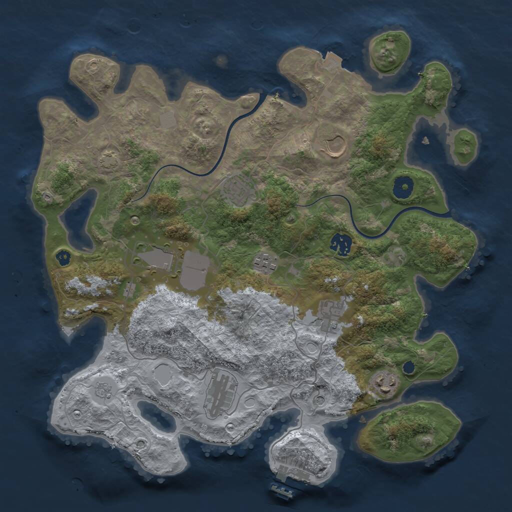 Rust Map: Procedural Map, Size: 3500, Seed: 1062231958, 13 Monuments