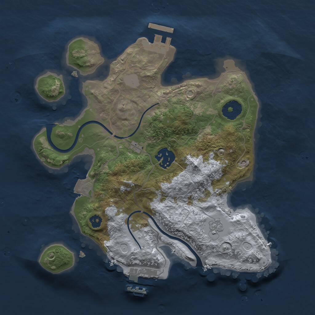 Rust Map: Procedural Map, Size: 2500, Seed: 42204, 5 Monuments