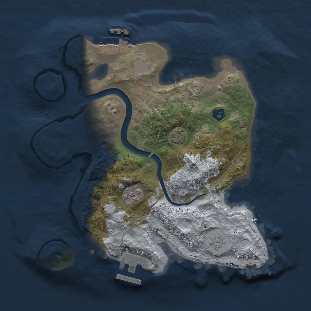 Rust Map: Procedural Map, Size: 2500, Seed: 42204, 6 Monuments
