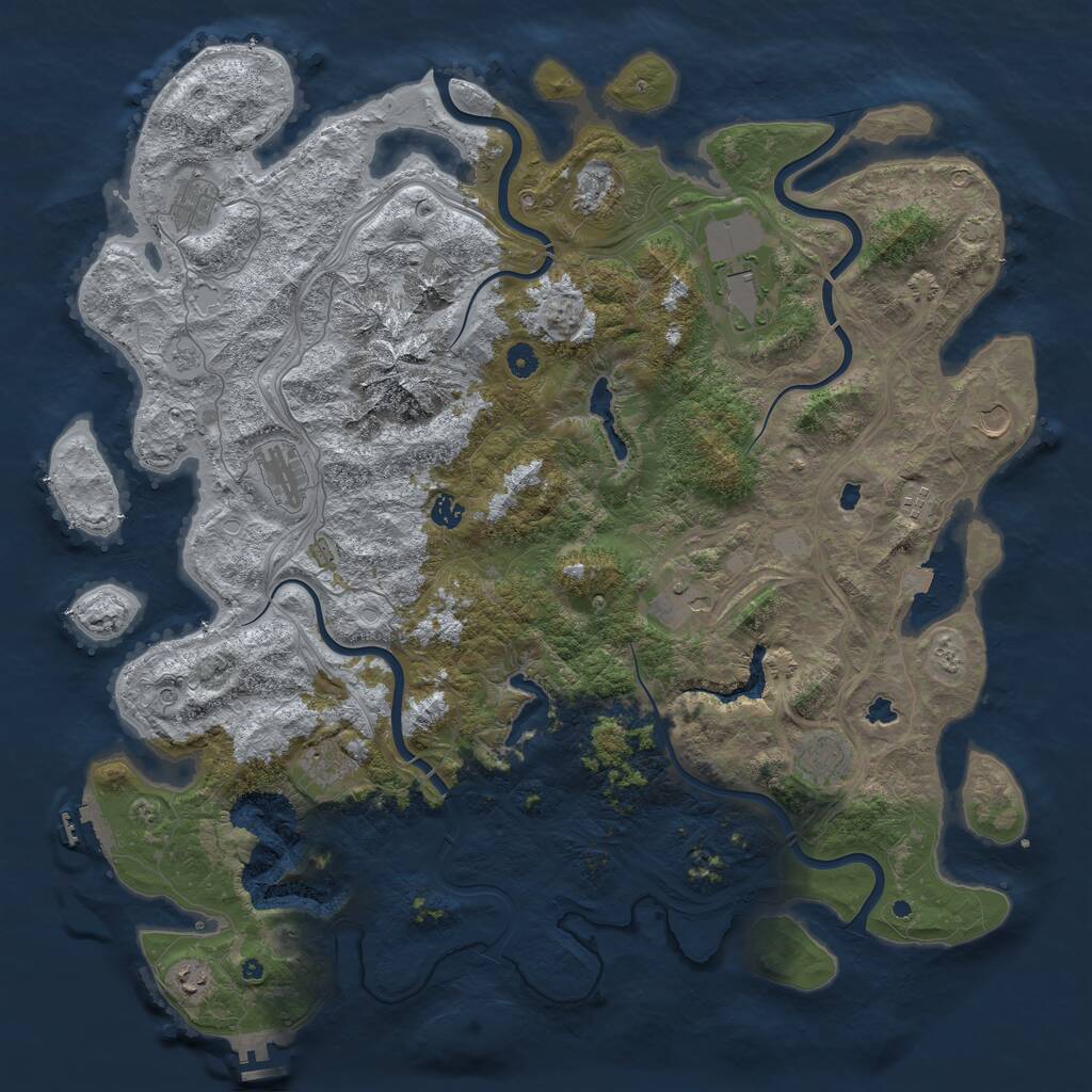 Rust Map: Procedural Map, Size: 5000, Seed: 193726, 17 Monuments