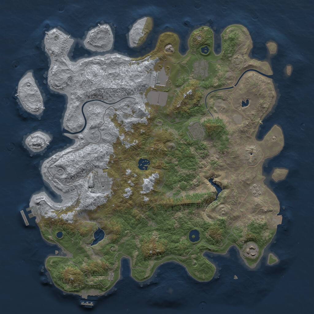 Rust Map: Procedural Map, Size: 4000, Seed: 193726, 13 Monuments