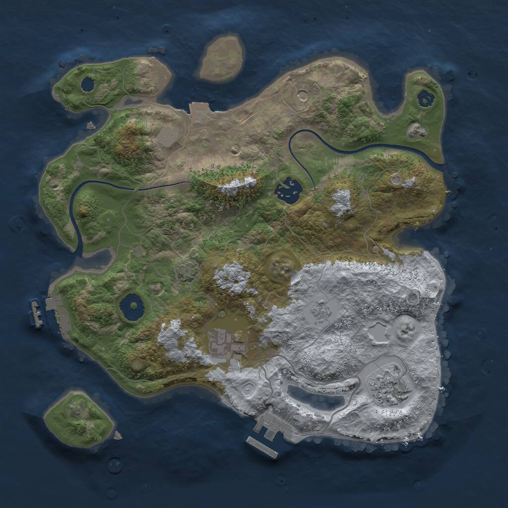 Rust Map: Procedural Map, Size: 3000, Seed: 517338224, 9 Monuments