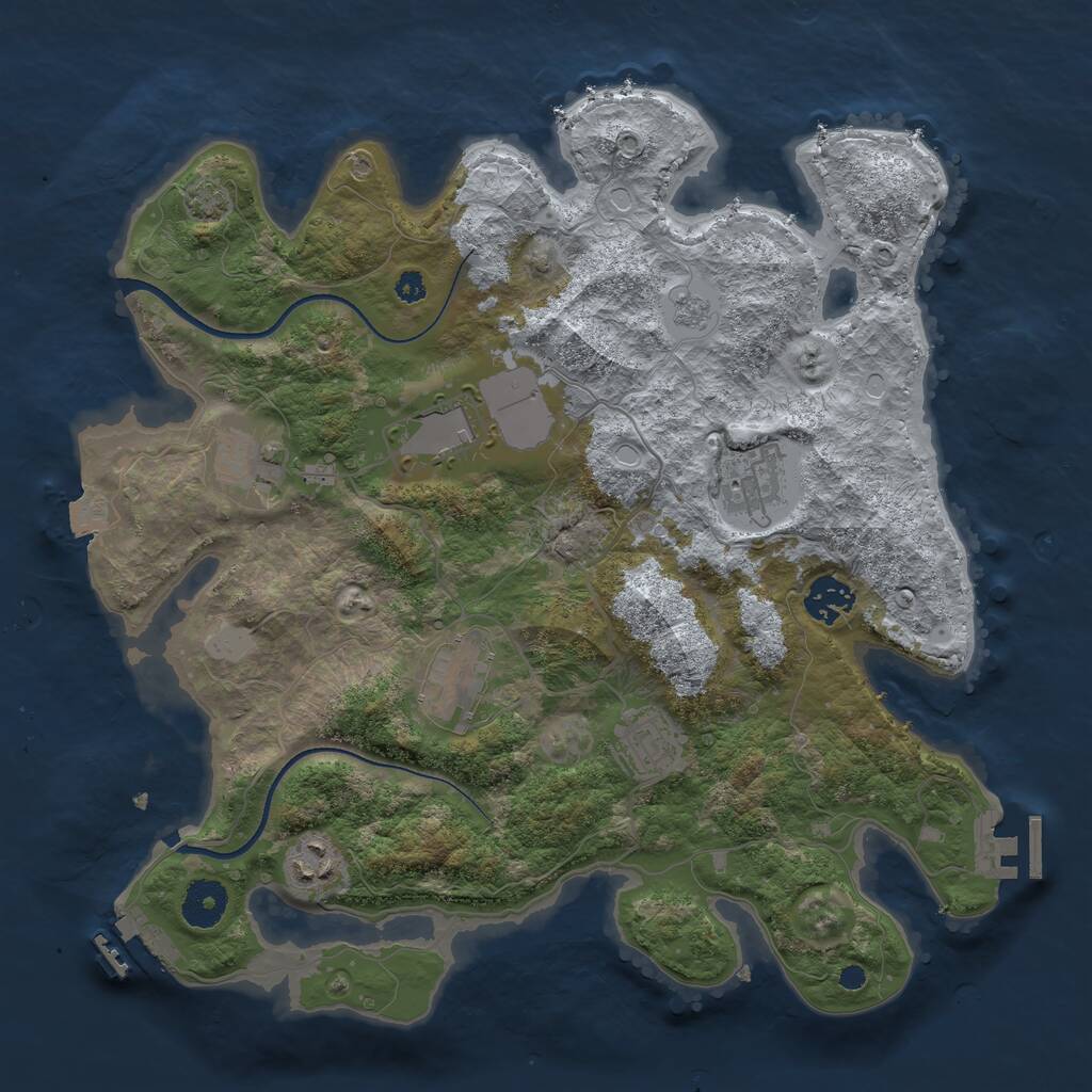 Rust Map: Procedural Map, Size: 3500, Seed: 1128090464, 12 Monuments