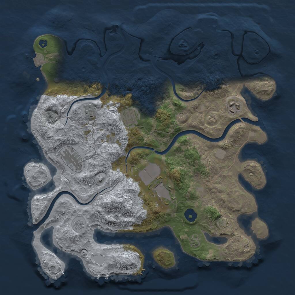 Rust Map: Procedural Map, Size: 3500, Seed: 84421233, 10 Monuments