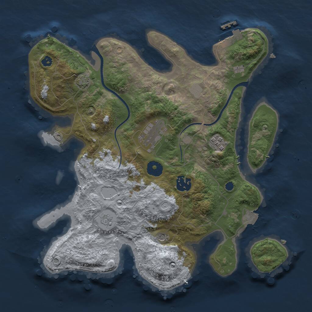 Rust Map: Procedural Map, Size: 3000, Seed: 597666257, 8 Monuments