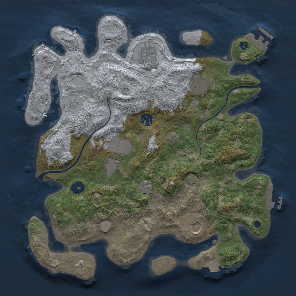 Rust Map: Procedural Map, Size: 3500, Seed: 197527347, 12 Monuments