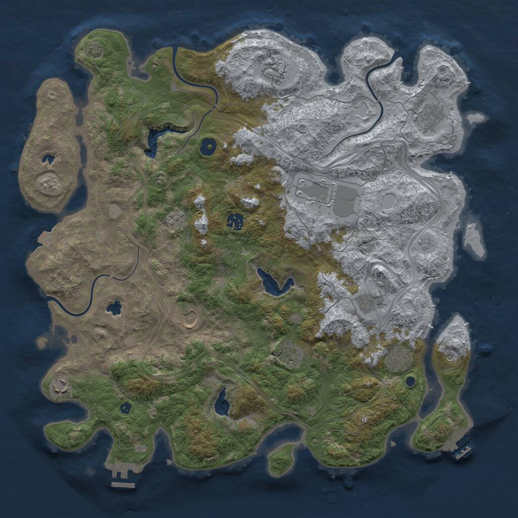 Rust Map: Procedural Map, Size: 4500, Seed: 636704367, 16 Monuments