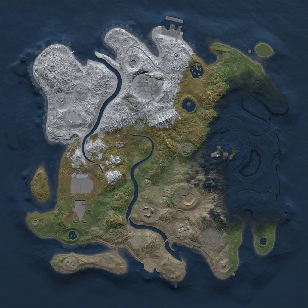 Rust Map: Procedural Map, Size: 3500, Seed: 1444007608, 13 Monuments